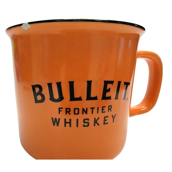 BULLEIT FRONTIER WHISKEY BOURBON CERAMIC ORANGE MUG CUP - Picture 2 of 5